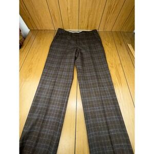 BERLE Mens Plaid Wool Blend Dress Pants Pleated Front Size 33W 30L